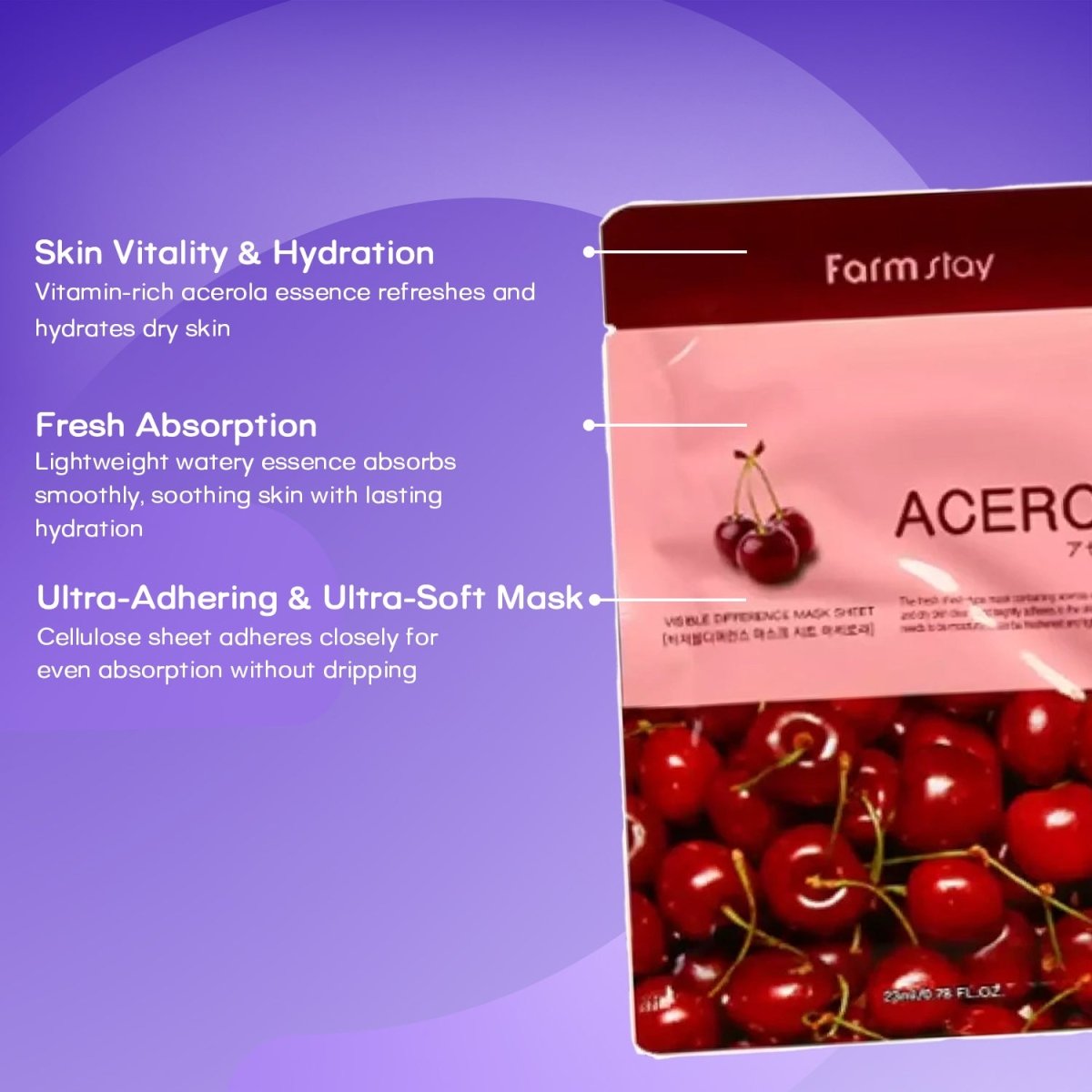 Farm Stay Visible Difference Mask Sheet - AcerolaFarm StayMENA GLAM