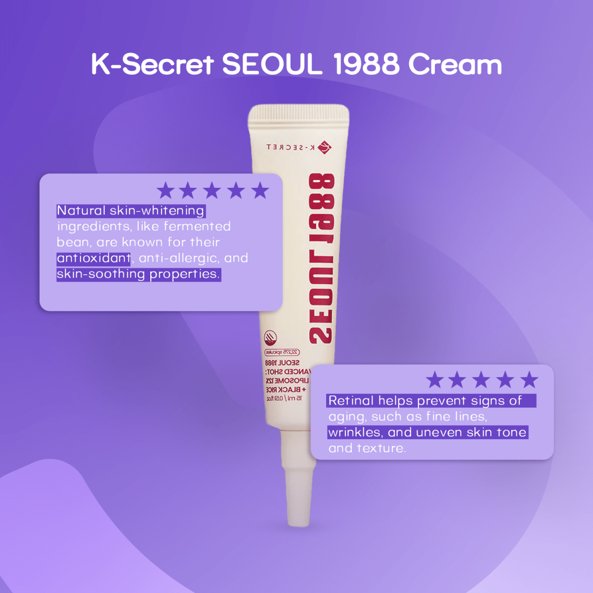 K - Secret SEOUL 1988 Cream : Retinal Liposome 1% + Fermented RiceK - SecretMENA GLAM