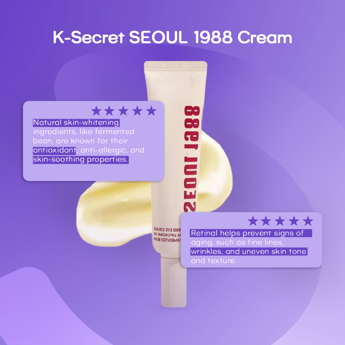 K - Secret SEOUL 1988 Cream : Retinal Liposome 1% + Fermented RiceK - SecretMENA GLAM