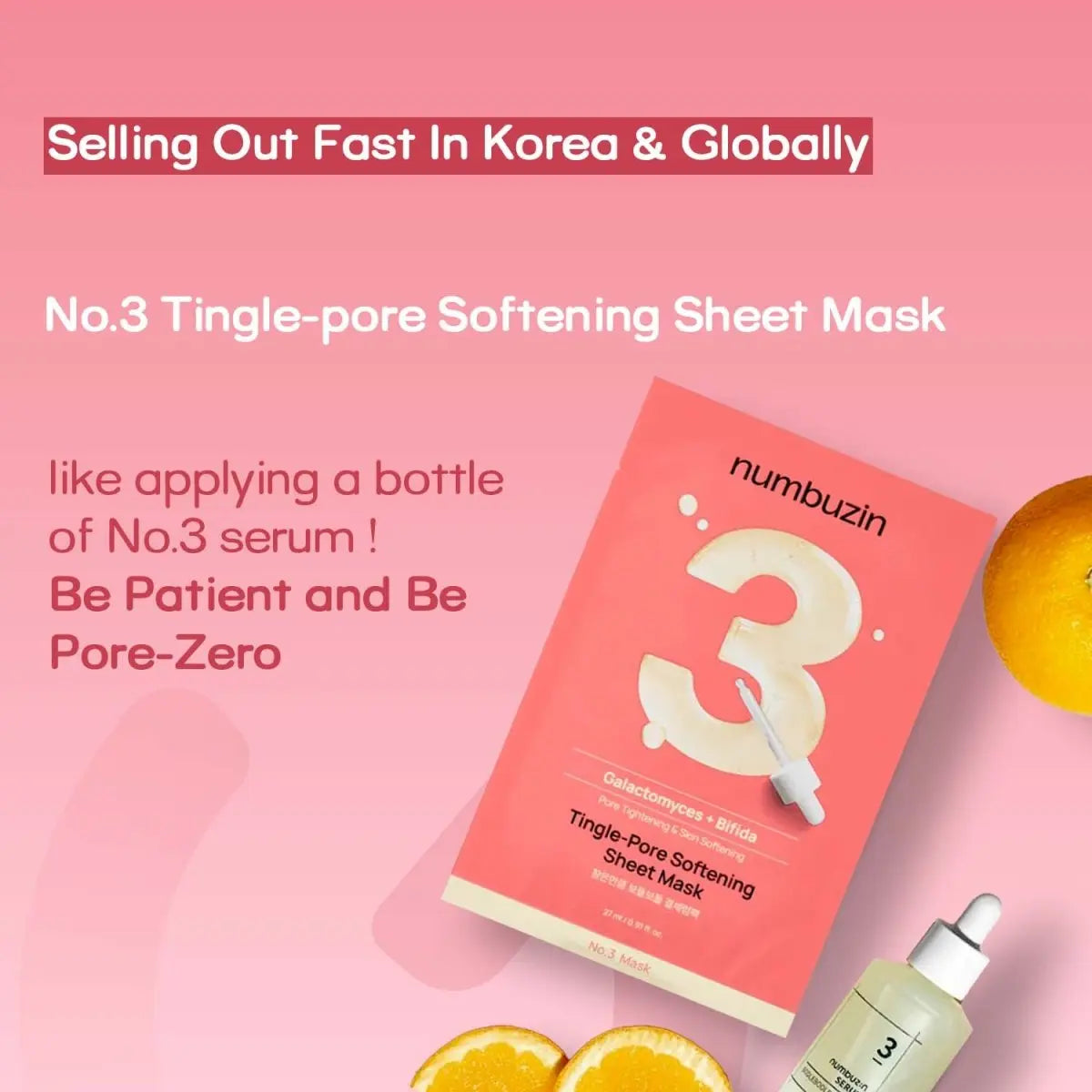 Numbuzin No 3 Tingle pore softening sheet mask (Galactomyces+Bifida)