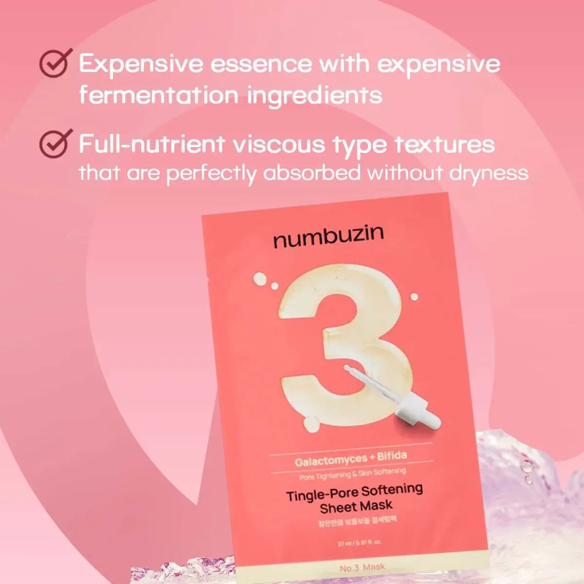 Numbuzin No 3 Tingle pore softening sheet mask (Galactomyces+Bifida)
